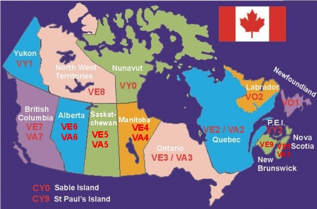 Canadian callsign region map